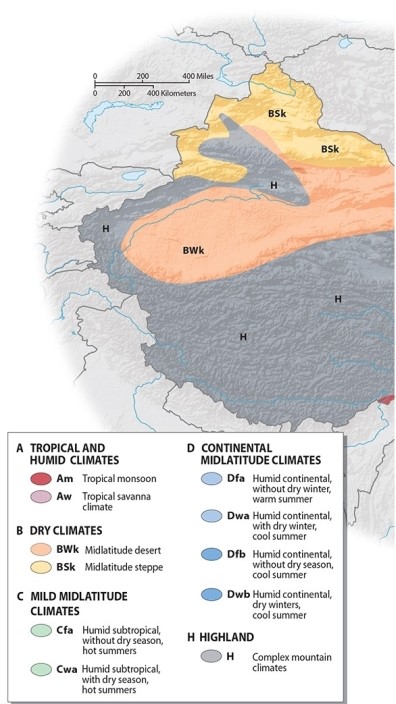 Where would you find the mildest climate of East Asia?     A) the Japanese islands that lie closest to Russia B) southeastern China C) southwestern China D) the northern portion of the Korean peninsula E) central China