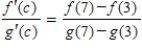 Apply the Extended Mean Value Theorem to the functions   and   on the interval   , and find all values c in the interval   such that   . ​ A)    B)    C)    D)    E)   