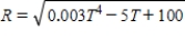 The resistance R of a certain type of resistor is   where R is measured in ohms and the temperature T is measured in degrees Celsius. Use a computer algebra system to find   . ​ A)    B)    C)    D)    E)   