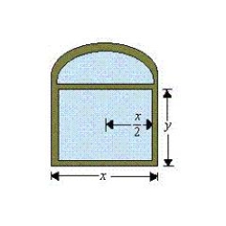A Norman window is constructed by adjoining a semicircle to the top of an ordinary rectangular window (see figure) . Find the dimensions of a Norman window of maximum area if the total perimeter is 38 feet. ​   ​ A)    B)    C)    D)    E)   