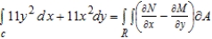 Verify Green's Theorem by evaluating both integrals   for the path   defined as the boundary of the region lying between the graphs of   and   . ​ A)    ​ B)    ​ C)    ​ D)    ​ E)    ​