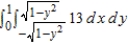 The area of a region R is given by the iterated integral   . Switch the order of integration and show that both orders yield the same area. What is this area? A)    B)    C)    D)    E)   
