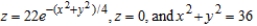 Determine the diameter of a hole that is drilled vertically through the center of the solid bounded by the graphs of the equations   if one-tenth of the volume of the solid is removed. Round your answer to four decimal places. A)  1.2983 B)  36.5966 C)  3.2983 D)  5.5966 E)  37.2983