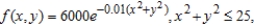 Suppose the population density of a city is approximated by the model   where x and y are measured in miles. Integrate the density function over the indicated circular region to approximate the population of the city. Round your answer to the nearest integer. A)  417,128 B)  417,001 C)  833,901 D)  833,903 E)  416,951