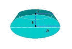 The two radii of the frustum of a right circular cone are increasing at a rate of 5 centimeters per minute, and the height is increasing at a rate of 12 centimeters per minute (see figure) . Find the rate at which the volume is changing when the two radii are 18 centimeters and 30 centimeters, and the height is 14 centimeters.   A)    B)    C)    D)    E)   