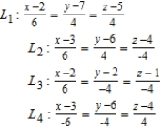 Determine whether any of the lines given below are parallel or identical. ​   �​ A)    are parallel B)    are identical C)    are parallel D)    are identical E)    are parallel
