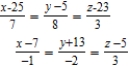 Determine whether the lines given below intersect, and, if so, find the point of intersection.   A)  The lines are parallel. B)  The lines intersect at   . C)  The lines intersect at   . D)  The lines intersect at   . E)  The lines are not parallel but do not intersect.