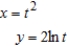 Sketch the curve represented by the parametric equations, and write the corresponding rectangular equation by eliminating the parameter.   A)      B)      C)      D)      E)     