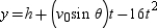 The parametric equations for the path of a projectile launched at a height h feet above the ground, at an angle   with the horizontal and having an initial velocity of   feet per second is given by   and   . The center field fence in a ballpark is 10 feet high and 400 feet from home plate. The ball is hit 2 feet above the ground. It leaves the bat at an angle of   degrees with the horizontal at a speed of 110 miles per hour as shown in the figure. Write a set of parametric equations for the path of the ball. ​   ​ A)    B)    C)    D)    E)   