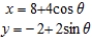 Sketch the curve represented by the parametric equations, and write the corresponding rectangular equation by eliminating the parameter. ​   ​ A)      B)    ​   C)      D)      E)  none of these
