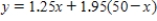 You need 50 pounds of two commodities costing $   and $   per pound. Find the inverse function of the cost function   . ​ A)    B)    C)    D)    E)   