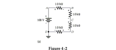 <strong> Refer to Figure 4-2a. Voltage B to ground is less than normal.What could be the cause of failure?</strong> A)short between A and B B)open between B and C C)open between C and D D)short between E and D