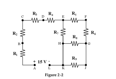 <strong>  To measure the current that flows through R6 in Figure 2-2, the circuit must be opened and the ammeter placed at point ________.</strong> A)H B)G C)E D)F <div style=padding-top: 35px> 