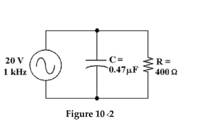 <strong>  How much voltage does the resistor drop in Figure 10-2?</strong> A)19.94V B)10V C)20V D)59 mV <div style=padding-top: 35px> 