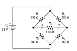    -Refer to Figure 6-4. With circuit balanced there is: A) Cannot be determined without detailed analysis. B) maximum current flow through the load. C) no current flow through the total circuit. D) no current through the load.