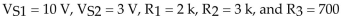   -Refer to Figure 6-5. Determine the amount of current flow through   with the following component parameters.   A) 5.3 mA B) 1 mA C) 1.37mA D) 0 A