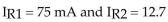 If   mA in a two branch parallel circuit,  
