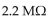 If a resistance of   is connected across a 1 kV source, current equals about ________. A) 0.455 mA B) 2.2 mA C) 0.455 A D)   