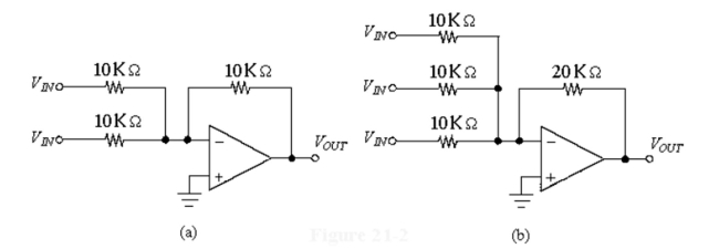    -If the inputs are -7. , what is the output voltage? A) 4.9 V B) -4.9 V C) 19.1 V D) -19.1 V