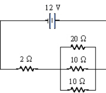 How much power is being dissipated by one of the 10-W resistors?   A) 24 W B) 9.6 W C) 16 W D) 6.4 W