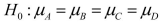 SCENARIO 11-5 A hotel chain has identically small sized resorts in 5 locations in different small islands.The data that follow resulted from analyzing the hotel occupancies on randomly selected days in the 5 locations.     -Referring to Scenario 11-5, the null hypothesis for Levene's test for homogeneity of variances is A)    B)    C)    D)   