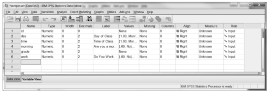 When conducting a study, descriptive statistics are usually found in the analysis.Using the practice problem from the book, circle the variable(s)  for which you could/should find a mean and standard deviation.   A) i.d.number B) day C) time D) morning E) grade 
