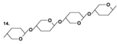 The following question is based on the 15 molecules illustrated in the figures.                               Which of the following molecules is a disaccharide? A)  1 and 4 B)  3 C)  6 D)  15 