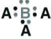 In the following structure where A and B represent two different elements, the valency of A is ________ and B is ________.   A)  one; three B)  one; five C)  three; five D)  eight; eight 