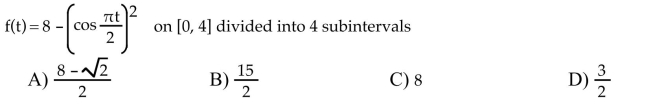 Use a ﬁnite sum to estimate the average value of the function on the given interval by partitioning the interval and evaluating the function at the midpoints of the subintervals.  <div style=padding-top: 35px> 