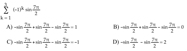 Write the sum without sigma notation and evaluate it.  <div style=padding-top: 35px> 