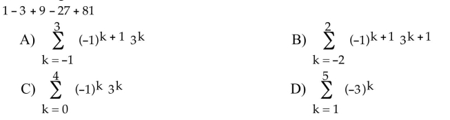 Express the sum in sigma notation.  <div style=padding-top: 35px> 