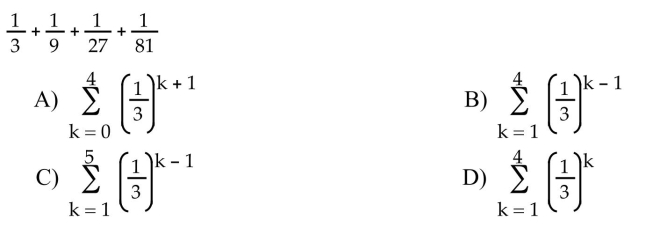 Express the sum in sigma notation.  <div style=padding-top: 35px> 