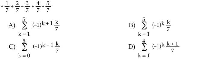 Express the sum in sigma notation.  <div style=padding-top: 35px> 