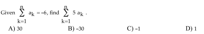 Find the value of the speciﬁed ﬁnite sum.  <div style=padding-top: 35px> 