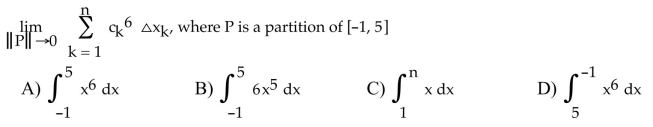 Express the limit as a deﬁnite integral.  <div style=padding-top: 35px> 
