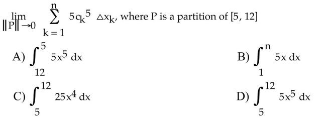 Express the limit as a deﬁnite integral.  <div style=padding-top: 35px> 