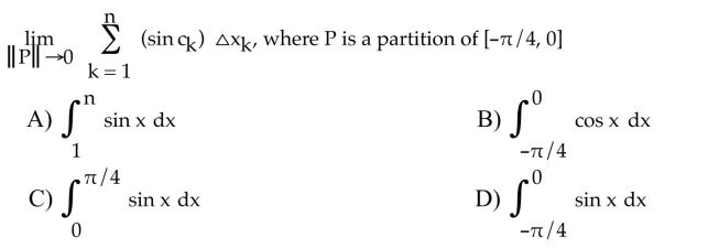 Express the limit as a deﬁnite integral.  <div style=padding-top: 35px> 