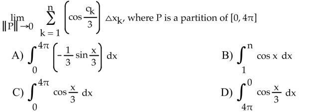 Express the limit as a deﬁnite integral.  <div style=padding-top: 35px> 