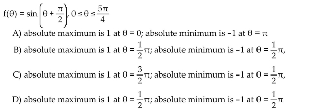 Find the absolute extreme values of the function on the interval.