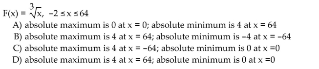 Find the absolute extreme values of the function on the interval.