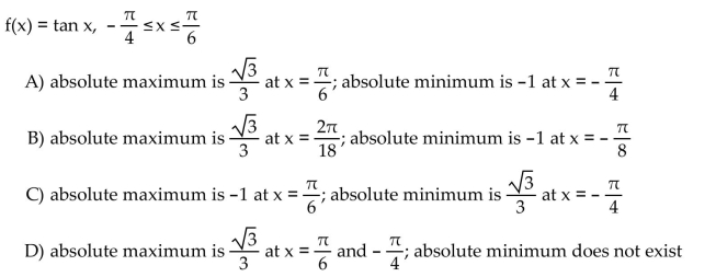 Find the absolute extreme values of the function on the interval.