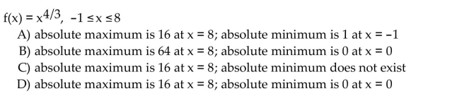 Find the absolute extreme values of the function on the interval.