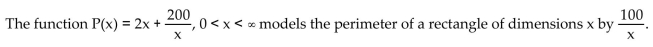 Provide an appropriate response. (a) Find the extreme values for P. (b) Give an interpretation in terms of perimeter of the rectangle for any values found in part (a).