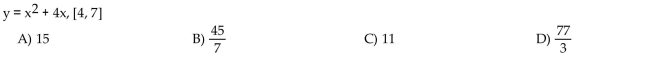 Find the average rate of change of the function over the given interval.  <div style=padding-top: 35px> 