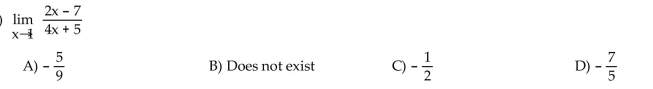 Find the limit, if it exists.  <div style=padding-top: 35px> 