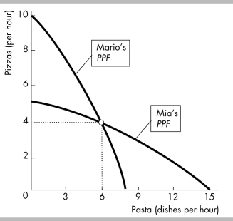   -Refer to the above figure. Mario is self-sufficient and so is Mia. Each produces 6 dishes of pasta and 4 pizzas. Mario and Mia decide to specialize and trade. After they have specialized and traded, compared to the initial situation, Mia's opportunity cost of pasta has ________ and Mario's opportunity cost of a pizza has ________. A)  decreased, decreased B)  decreased, increased C)  increased, increased D)  increased, decreased