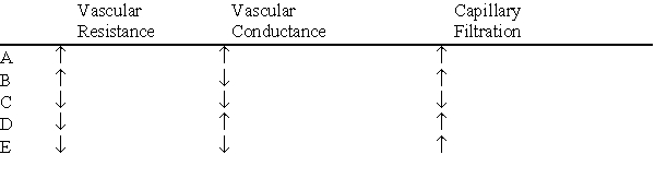 Histamine is injected into the brachial artery of a 25-year-old man. Which set of changes would be expected to occur in response to histamine?  