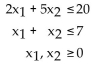 Provide an appropriate response. The corner points for the bounded feasible region determined by the system of inequalities: are O = (0, 0), A = (0, 4), B = (5, 2) and C = (7, 0). Find the optimal solution for the objective profit function: P(x) = 3x1 + 7x2