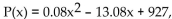 Solve the problem. -The U. S. Census Bureau compiles data on population. The population (in thousands)  of a southern city can be approximated by P(x)    927, where x c where x or responds to the years after 1950. In what calendar Year was the population about 804,200? A)  2000 B)  1955 C)  1965 D)  1960