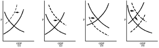 Figure 11-2 ​   -Which graph in Figure 11-2 best reflects a supply-sider's view of the impact of an increase in the personal income tax rate? A) 1 B) 2 C) 3 D) 4